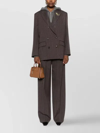 Golden Goose Journey Women's Wide Leg Trousers Naomi Pinstripe In Gray