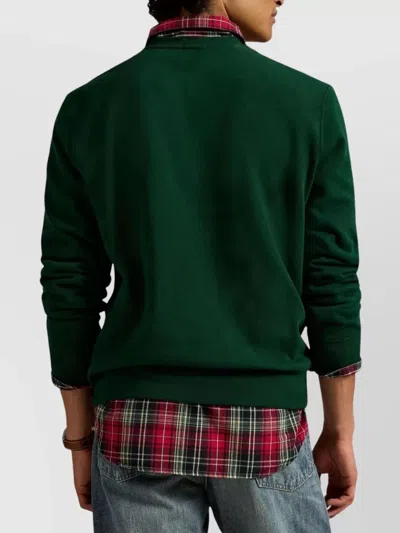 Polo Ralph Lauren Mens Fa25 Moss Holiday Bear Crewneck Bear-print Cotton-blend Sweatshirt In Green