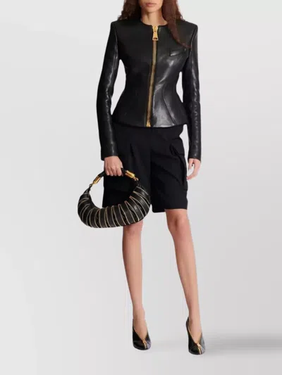 Balmain Tailored Lambskin Jacket Zipper In Black