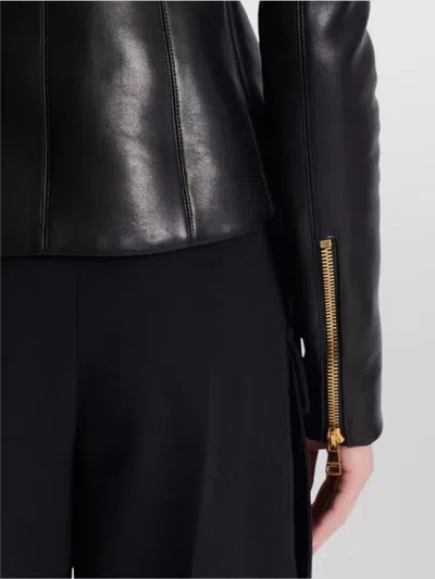 Balmain Tailored Lambskin Jacket Zipper In Black