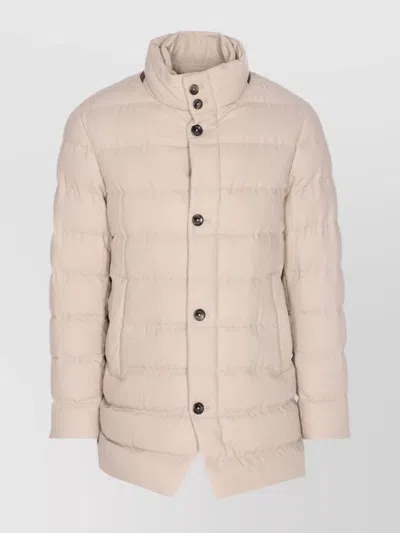 Herno Padded Jacket With Horizontal Quilting In Neutral