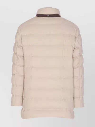 Herno Padded Jacket With Horizontal Quilting In Neutral