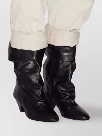 Isabel Marant Mid-calf Pointed-toe Calfskin Boots In Black