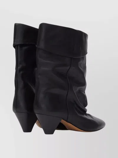 Isabel Marant Mid-calf Pointed-toe Calfskin Boots In Black