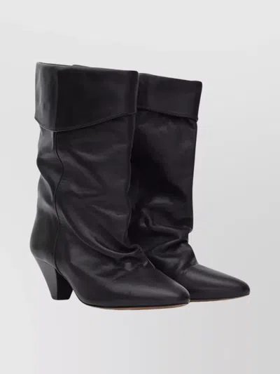 Isabel Marant Mid-calf Pointed-toe Calfskin Boots In Black