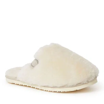 Dearfoams Fireside Genuine Shearling Mule Slipper In White
