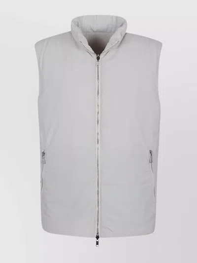 Eleventy Reversible Down Vest With Velvety Suede In Gray
