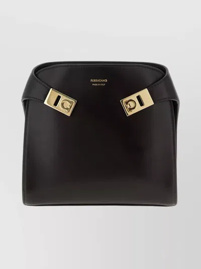 Ferragamo Belt Bag With Top Handle And Hardware In Brown