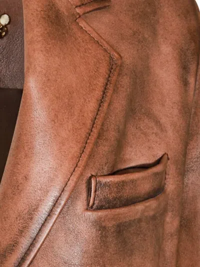 Golden Goose Tailored Blazer With Notch Lapel And Pockets In Brown