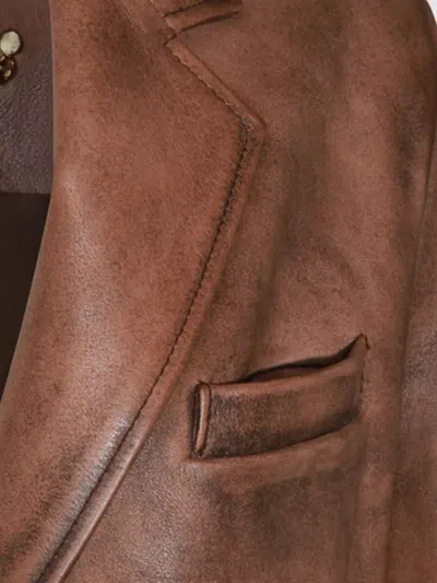 Golden Goose Tailored Blazer With Notch Lapel And Pockets In Brown