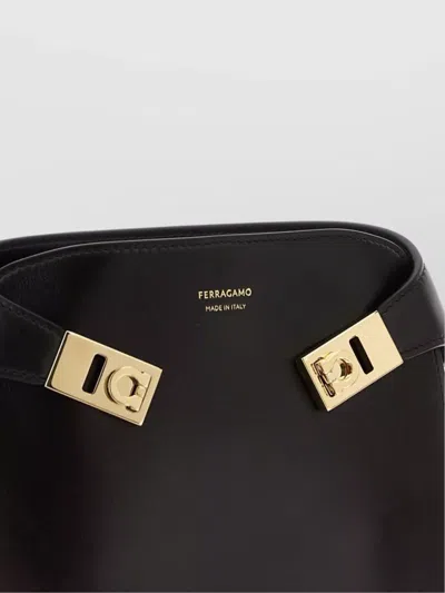 Ferragamo Belt Bag With Top Handle And Hardware In Brown