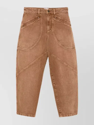 Isabel Marant Tailored Trousers Contrast Stitching In Brown
