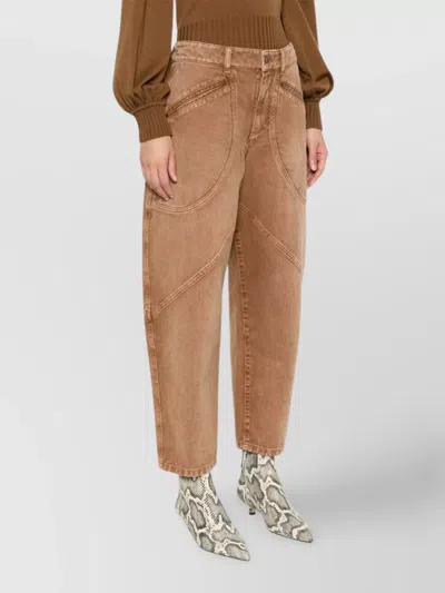 Isabel Marant Tailored Trousers Contrast Stitching In Brown