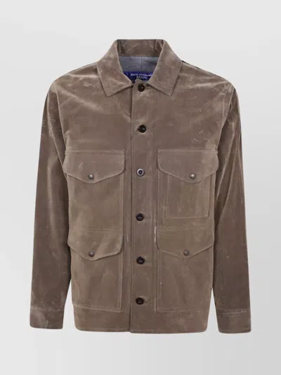 Junya Watanabe Collared Jacket With Long Sleeves And Pockets In Brown
