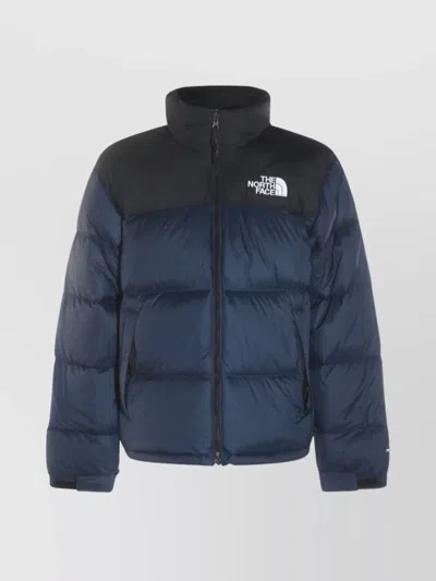 The North Face Padded High-collar Down Jacket With Detachable Hood In Blue