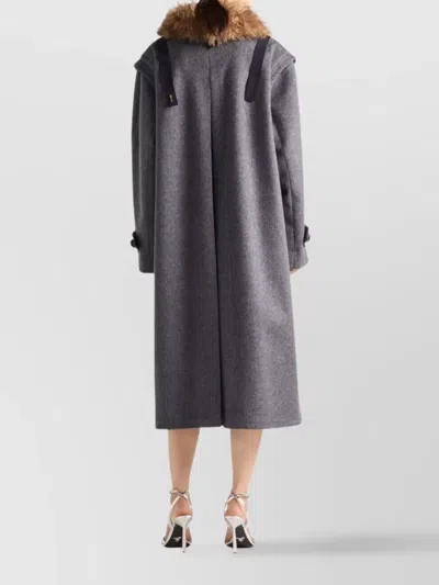 Prada Single-breasted Loden Wool Coat Clothing In Gray