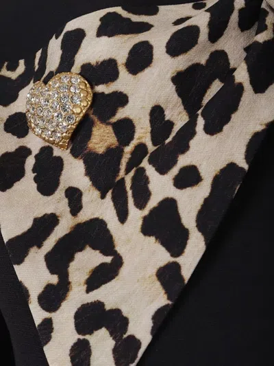 Valentino Black Crepe Couture Dress With Animal-print Bow