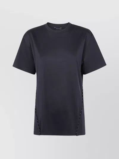 Mugler Short Sleeve Round Neck Top With Studs In Blue