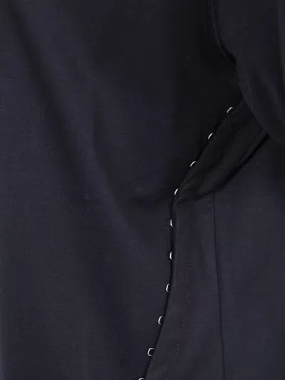 Mugler Short Sleeve Round Neck Top With Studs In Blue