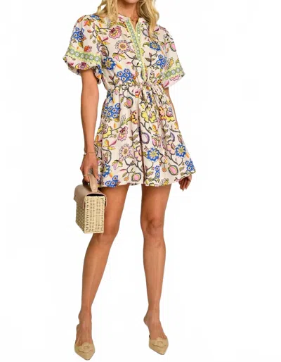 Elizabeth James The Label Edie Dress In Spring Flower Ivory In Brown