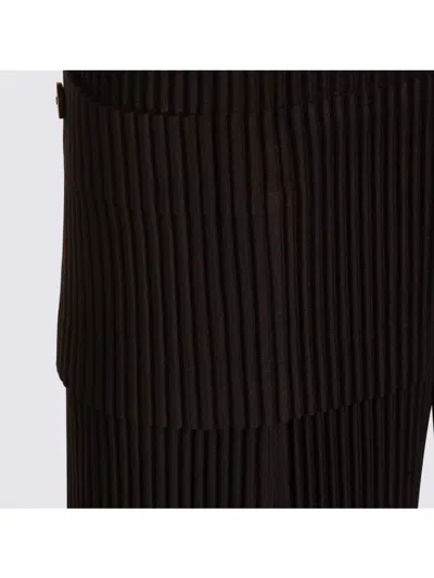 Issey Miyake Knee Length Pleated Shorts With Elastic Waistband In Black