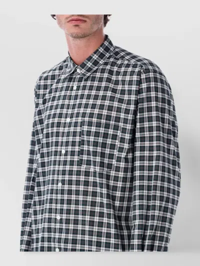 Comme Des Garçons Checked Long Sleeve Shirt With Chest Pocket In Multi