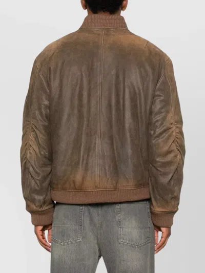 Golden Goose Brown Jacket With Sleeve Pocket And Distressed Effects In Leather Woman In Animal Print