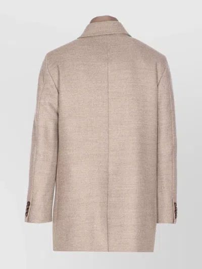 Moorer Tailored Short Jacket Side Pockets In Neutral