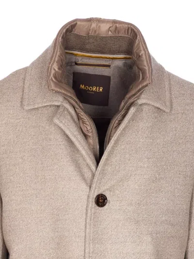 Moorer Tailored Short Jacket Side Pockets In Neutral