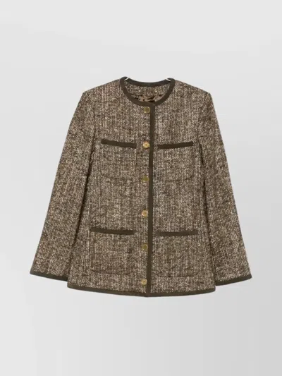 Golden Goose Coffee-colored Wool Tweed Jacket In Brown