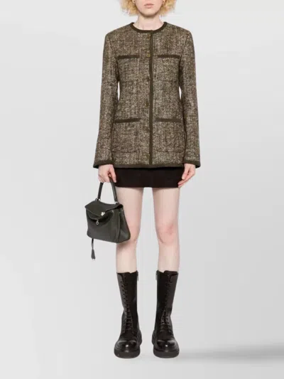 Golden Goose Coffee-colored Wool Tweed Jacket In Brown