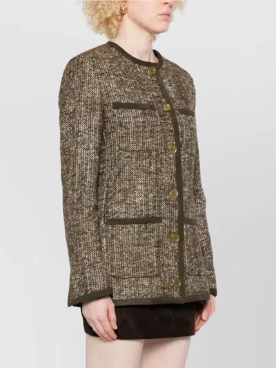 Golden Goose Coffee-colored Wool Tweed Jacket In Brown