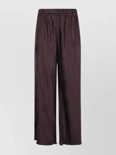 By Malene Birger Wide Leg Textured Fabric Trousers In Brown