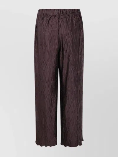 By Malene Birger Wide Leg Textured Fabric Trousers In Brown