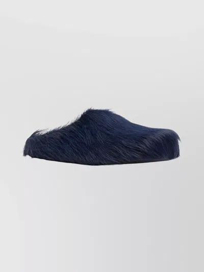 Marni Faux Fur Flat Sole Slippers In Blue