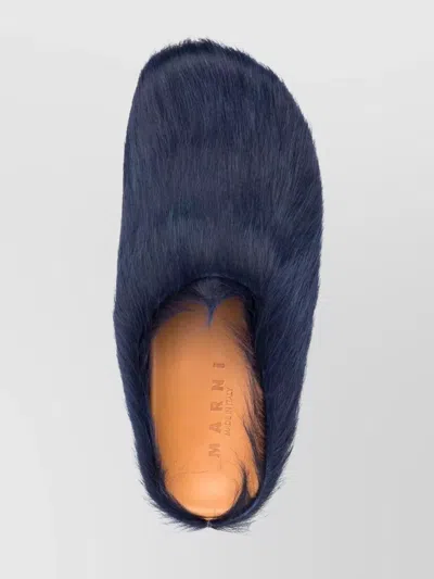 Marni Faux Fur Flat Sole Slippers In Blue