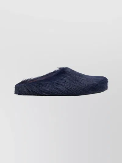 Marni Faux Fur Flat Sole Slippers In Blue