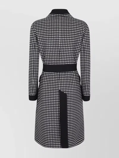 Valentino Womens Avorio Nero Gingham-pattern Wool And Cashmere-blend Coat In Gray