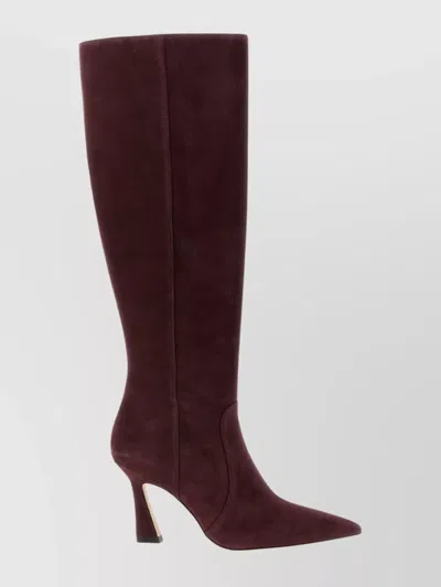 Stuart Weitzman Suede Finish Pointed Toe Ankle Boots In Burgundy