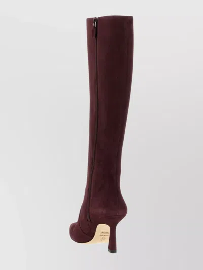 Stuart Weitzman Suede Finish Pointed Toe Ankle Boots In Burgundy