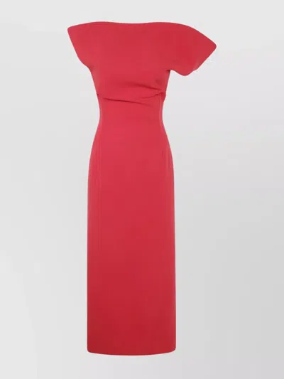 Magda Butrym Asymmetrical Midi Dress Back Slit In Red