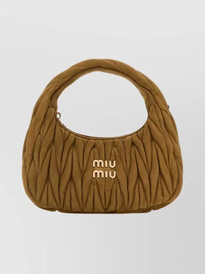 Miu Miu Khaki Wander Matelasse Shoulder Bag