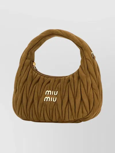 Miu Miu Khaki Wander Matelasse Shoulder Bag