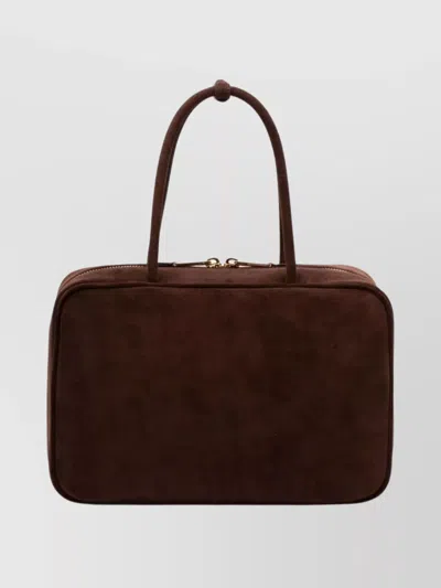 Miu Miu Rectangular Suede Tote Bag Top Handles In Brown