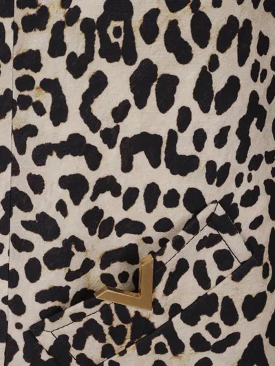 Valentino Womens Animalier Leopard-print Long Wool And Silk-blend Gilet In Gray