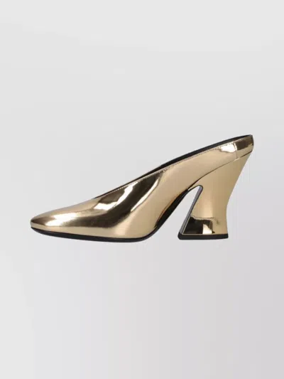 Givenchy Mule With Sculpted Heel In Leather Mirror Effect In Gold