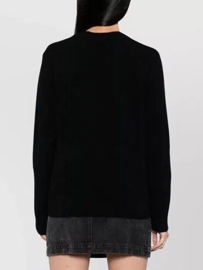 Maison Kitsuné V-neck Long Sleeve Wool Cardigan In Black