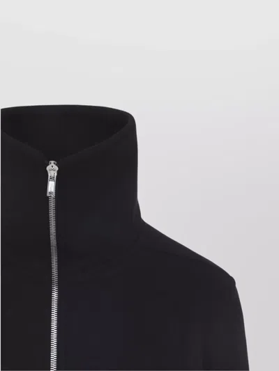 Rick Owens Structured Black Sports Jacket With Ribbed Details And Matte Finish In Black