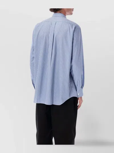 Comme Des Garçons Striped Long Sleeve Shirt Featuring Chest Pocket In Blue