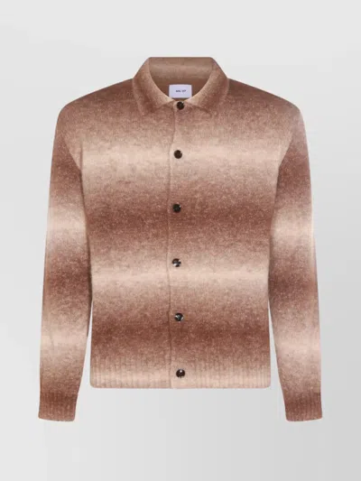 Nn07 Collared Gradient Knitwear With Ribbed Cuffs And Hem In Neutral